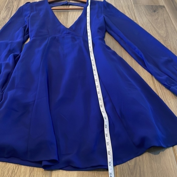 Lulu's Deep-v Backless Flare Mini Dress Longsleeve - Picture 11 of 12